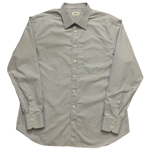 Brioni Other - Brioni Long Sleeve Dress Shirt Blue Striped Made in Italy Mens Size L 18